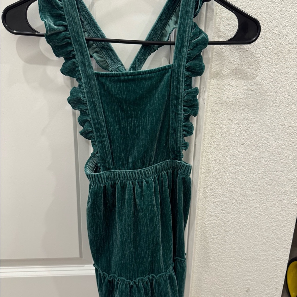 Green Ruffled Velvet Dress